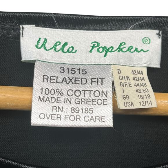 Ulla Popken Black Cotton USA T-Shirt Relaxed Fit Short Sleeve Tee‎ Size 12/14 - Picture 5 of 5